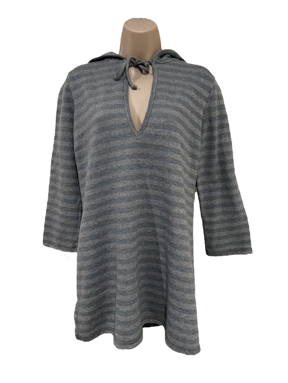 Juicy Couture Gray GLITTER Striped Hooded Swim Coverup